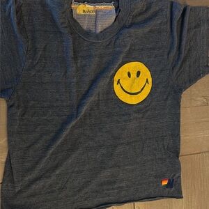 Aviator Nation Dark Gray Tee with Yellow Smiley